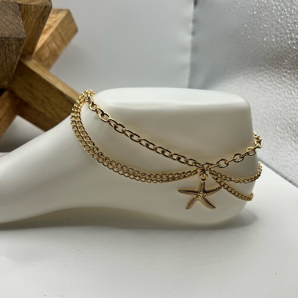 Gold‎ Tone Layered Ankle Bracelet NEW